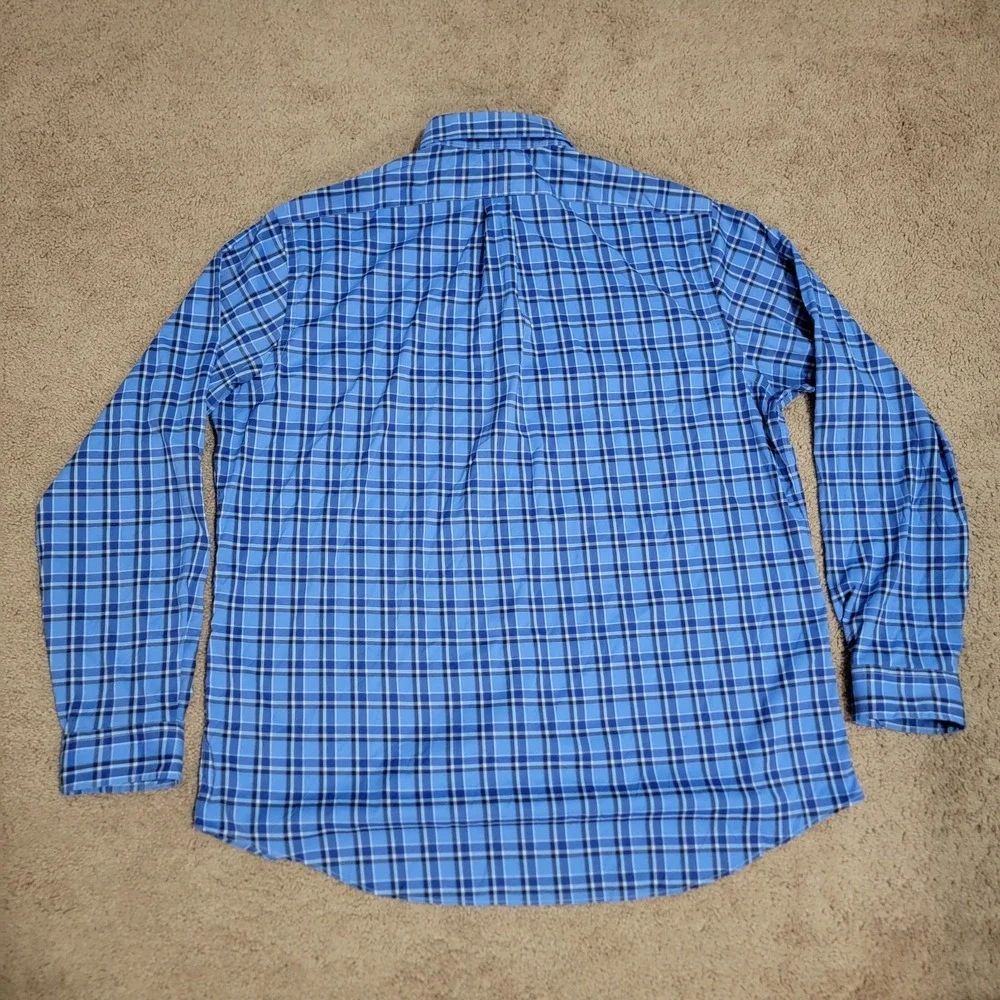 Polo Ralph Lauren Performance Shirt Mens XXL Blue Plaid Long Sleeve Nylon Blend